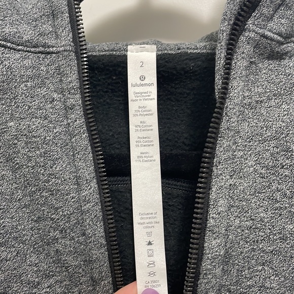 Lulu lemon scuba hoodie light cotton fleece  full zip in heather speckled grey - Picture 2 of 3